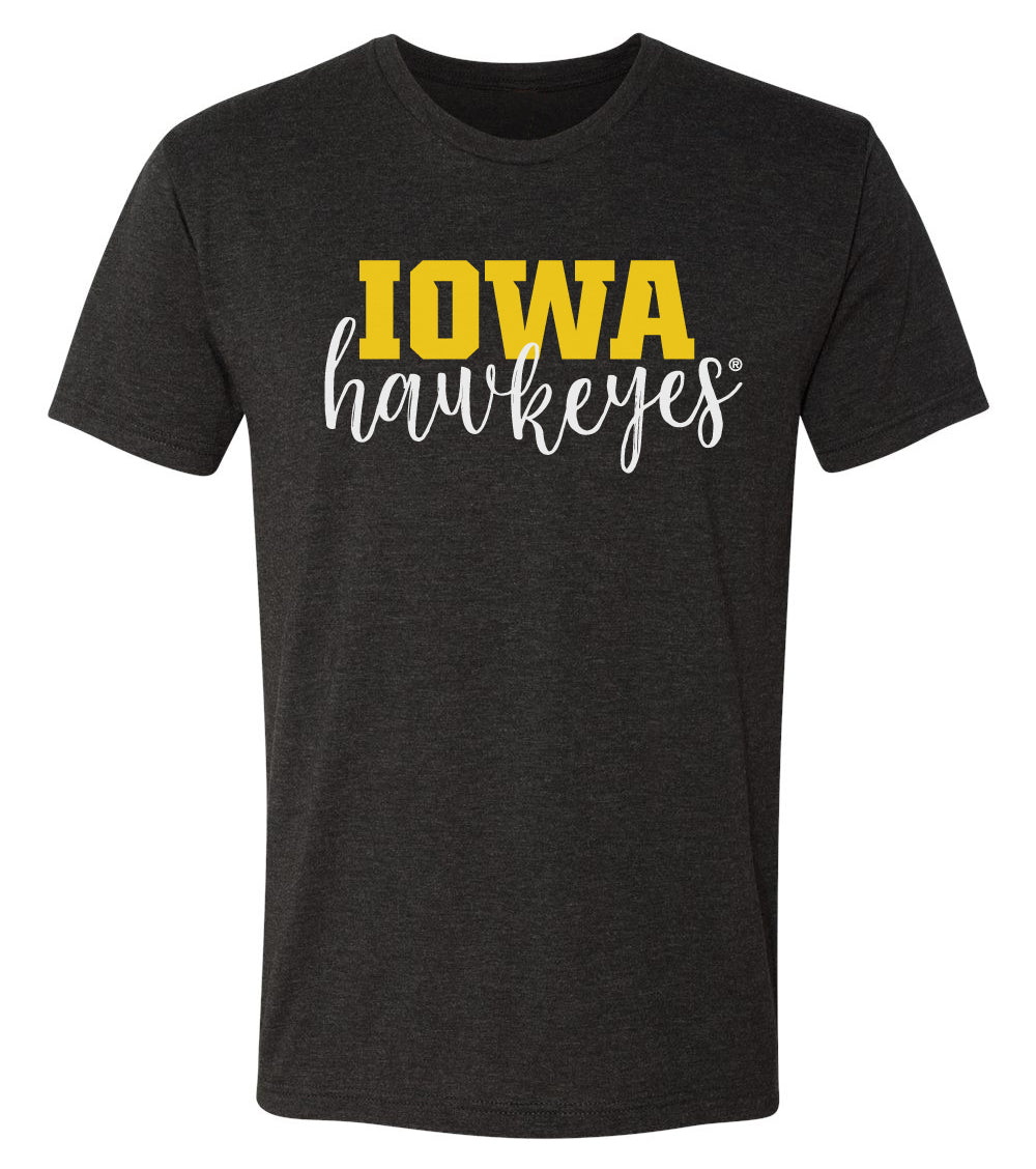 Iowa Hawkeyes Premium Tri-Blend Tee Shirt - Iowa Script Hawkeyes