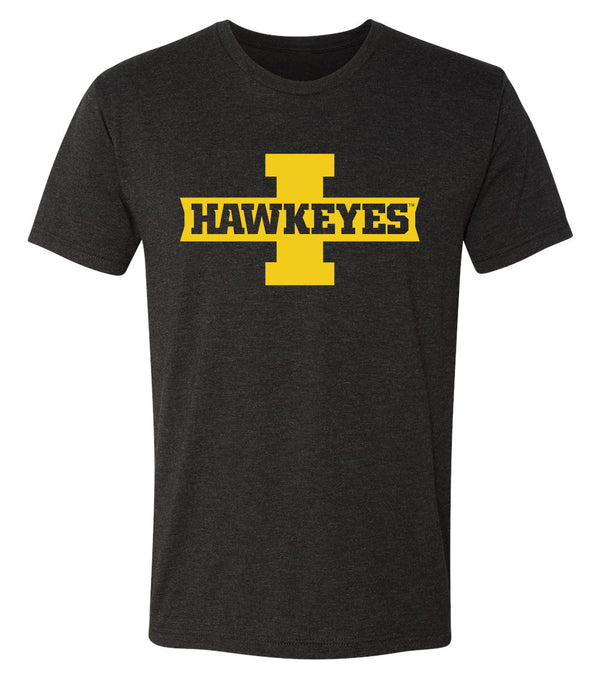 Iowa Hawkeyes Premium Tri-Blend Tee Shirt - Block I with HAWKEYES