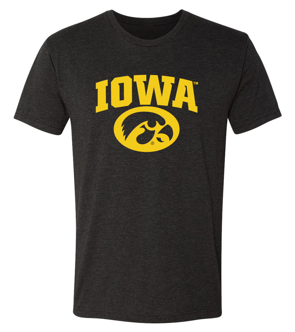 Iowa Hawkeyes Premium Tri-Blend Tee Shirt - Arched IOWA with Tigerhawk Oval