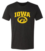 Iowa Hawkeyes Premium Tri-Blend Tee Shirt - Arched IOWA with Tigerhawk Oval
