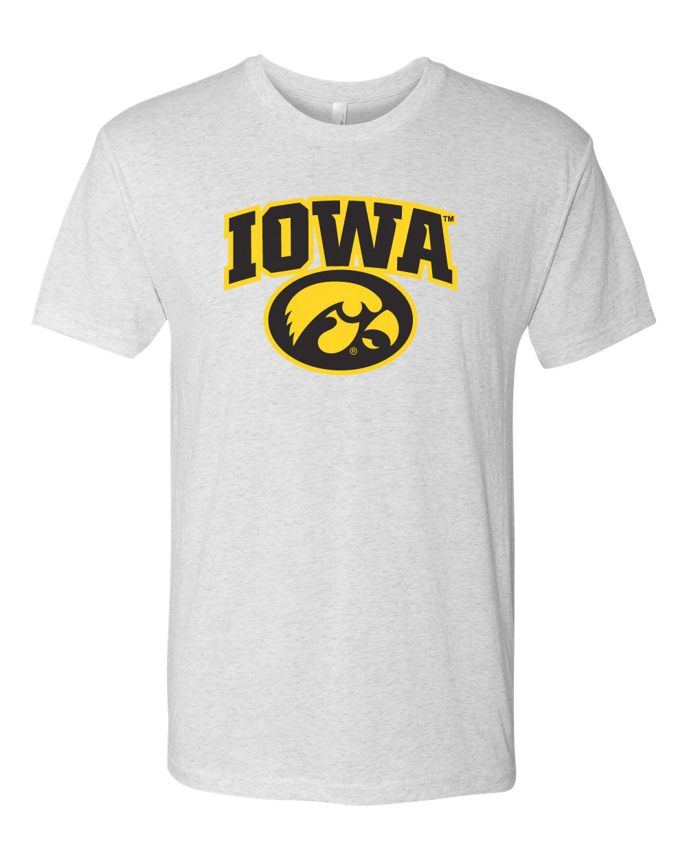 Iowa Hawkeyes Premium Tri-Blend Tee Shirt - IOWA Oval Tigerhawk on White