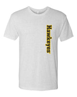 Iowa Hawkeyes Premium Tri-Blend Tee Shirt - Vertical Offset Hawkeyes on White