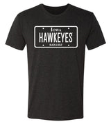 Iowa Hawkeyes Premium Tri-Blend Tee Shirt - Blackout Hawkeyes License Plate