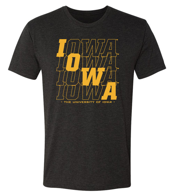 Iowa Hawkeyes Premium Tri-Blend Tee Shirt - Diagonal Echo Iowa
