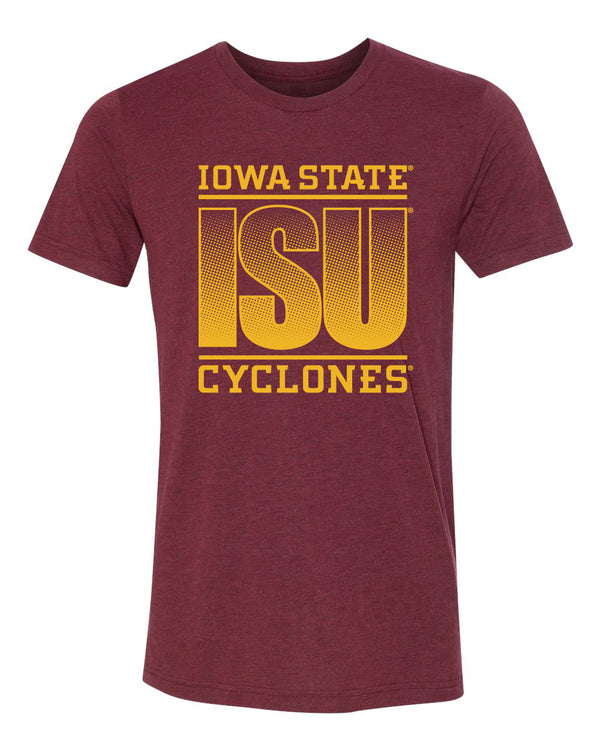 Iowa State Cyclones Premium Tri-Blend Tee Shirt - ISU Fade Gold on Cardinal