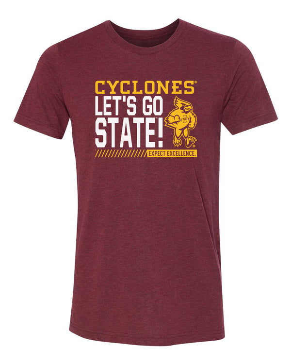 Iowa State Cyclones Premium Tri-Blend Tee Shirt - Let's Go State - Expect Excellence