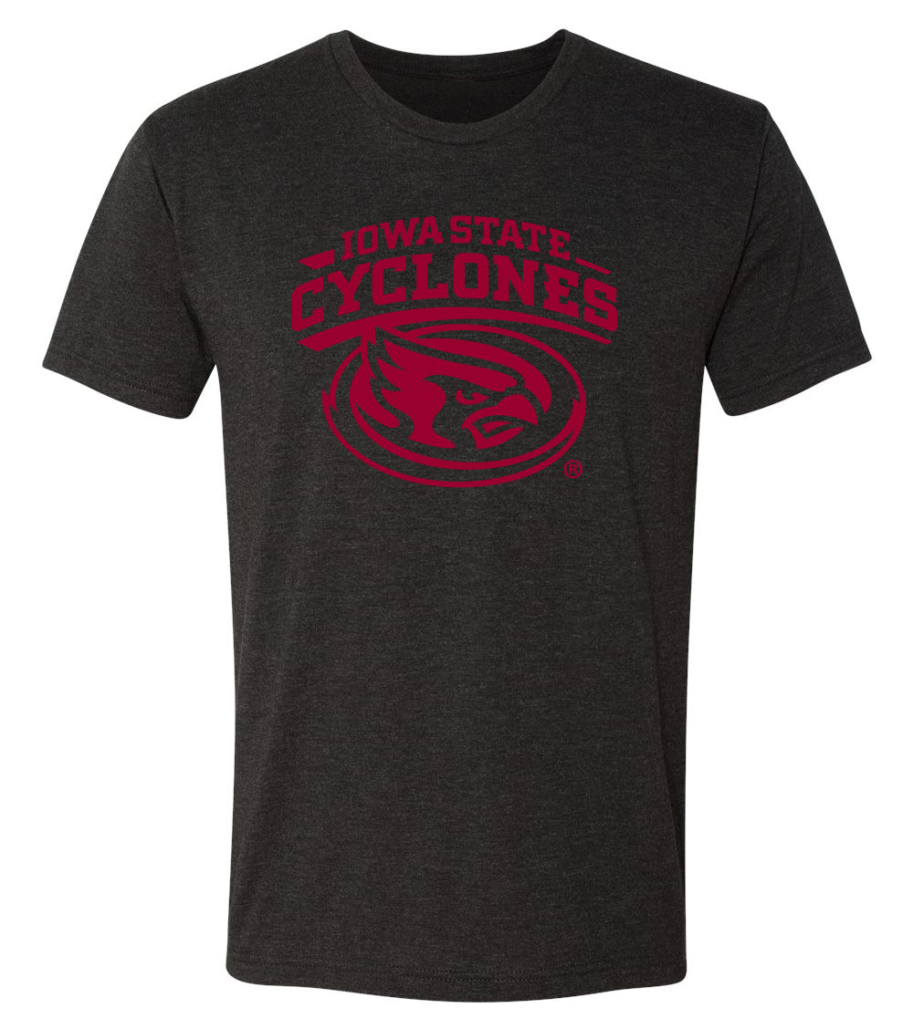 Iowa State Cyclones Premium Tri-Blend Tee Shirt - Cy The ISU Cyclones Mascot Swirl