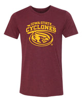 Iowa State Cyclones Premium Tri-Blend Tee Shirt - Cy The ISU Cyclones Mascot Swirl