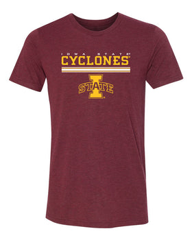 Iowa State Cyclones Premium Tri-Blend Tee Shirt - I-State Logo with Horizontal Stripe
