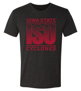 Iowa State Cyclones Premium Tri-Blend Tee Shirt - ISU Fade Red on Black