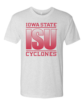 Iowa State Cyclones Premium Tri-Blend Tee Shirt - ISU Fade Red on White
