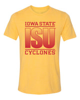 Iowa State Cyclones Premium Tri-Blend Tee Shirt - ISU Fade Red on Gold
