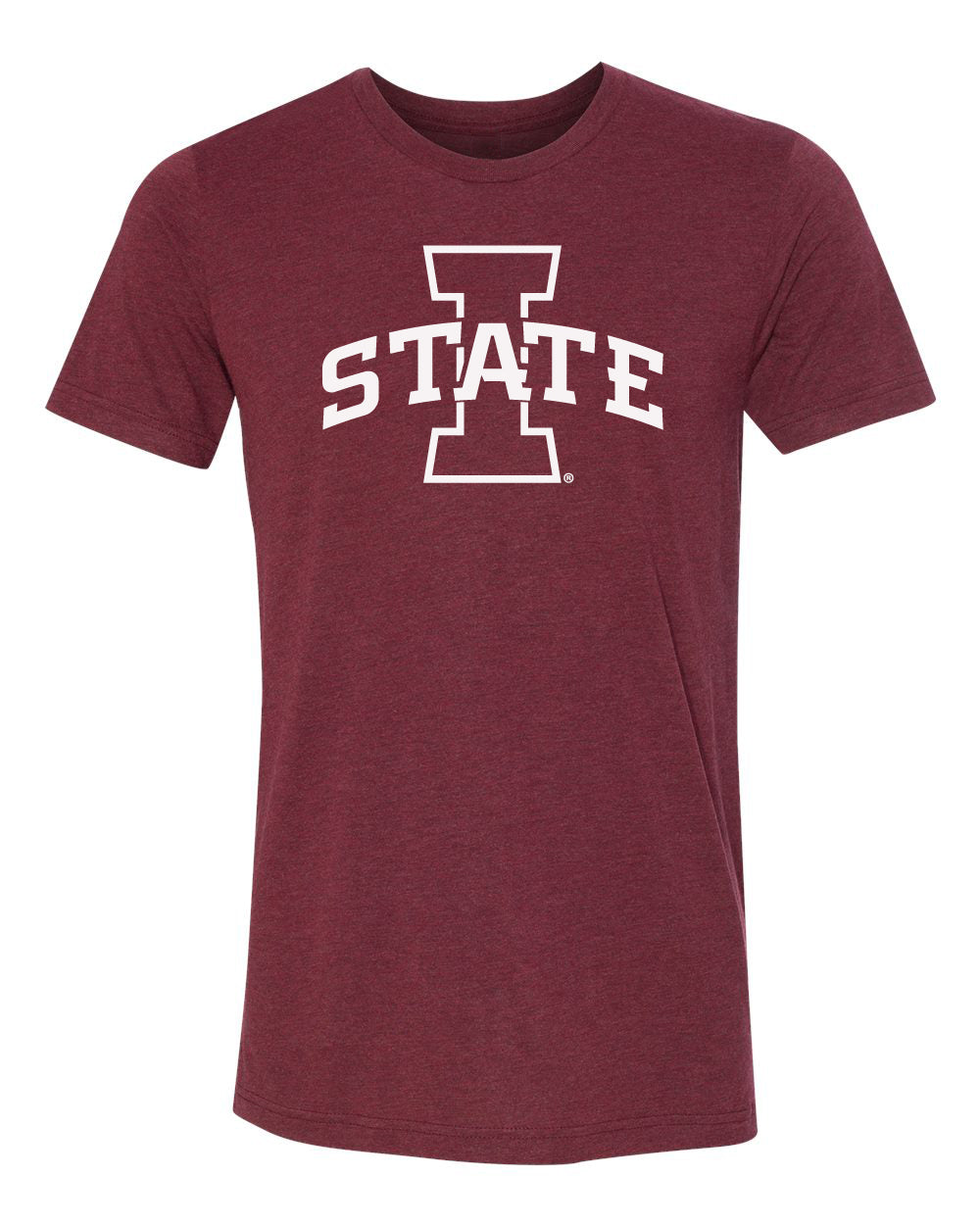 Iowa State Cyclones Premium Tri-Blend Tee Shirt - Primary Logo White on Cardinal