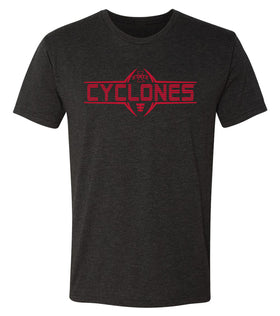 Iowa State Cyclones Premium Tri-Blend Tee Shirt - Striped CYCLONES Football Laces