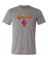 Iowa State Cyclones Premium Tri-Blend Tee Shirt - Script Cyclones Full Color Fade with Cy