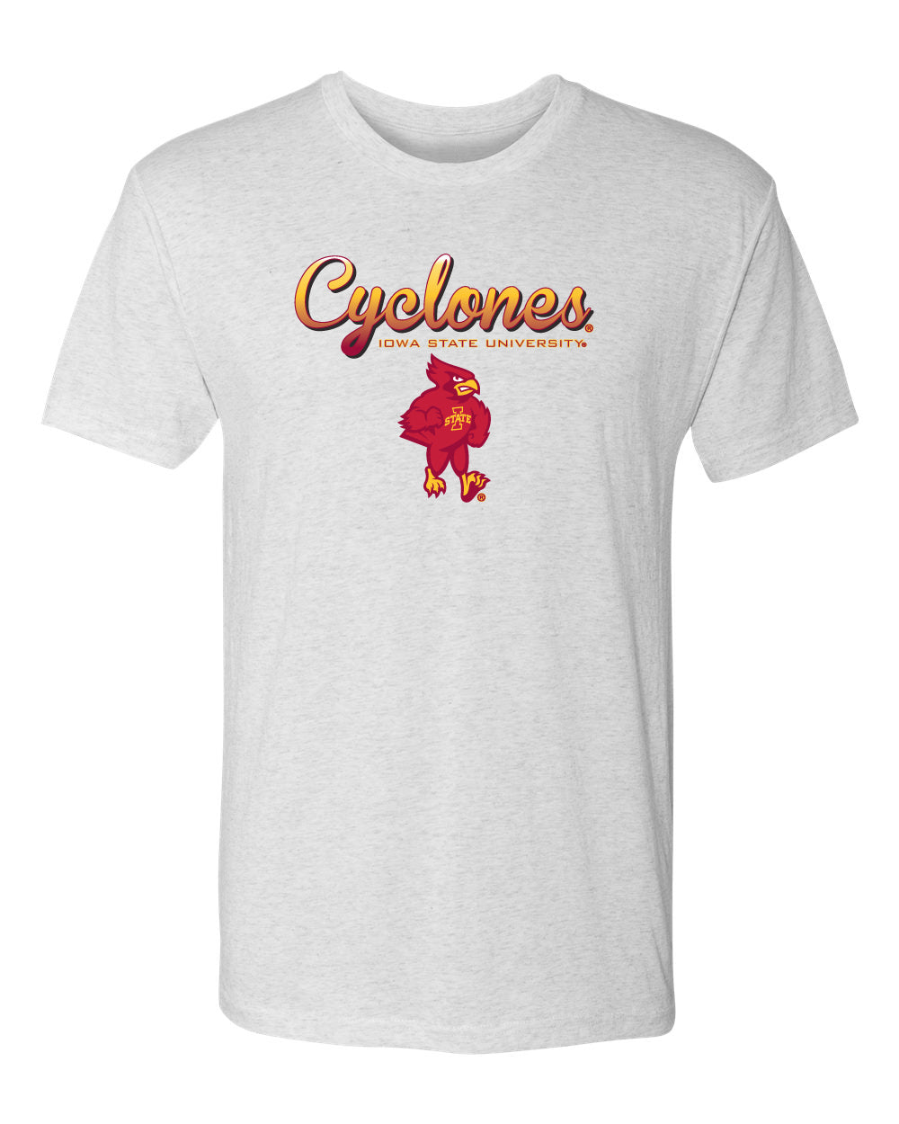 Iowa State Cyclones Premium Tri-Blend Tee Shirt - Script Cyclones Full Color Fade with Cy