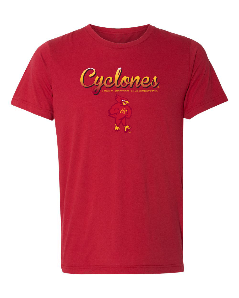 Iowa State Cyclones Premium Tri-Blend Tee Shirt - Script Cyclones Full Color Fade with Cy