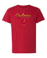 Iowa State Cyclones Premium Tri-Blend Tee Shirt - Script Cyclones Full Color Fade with Cy