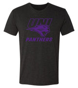 Northern Iowa Panthers Premium Tri-Blend Tee Shirt - Purple UNI Panthers Logo on Black