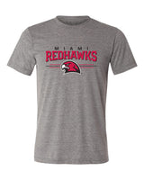 Miami University RedHawks Premium Tri-Blend Tee Shirt - Hawk Head 3-Stripe