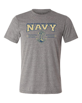 Navy Midshipmen Premium Tri-Blend Tee Shirt - U.S. Navy 3 Stripe Anchor Logo