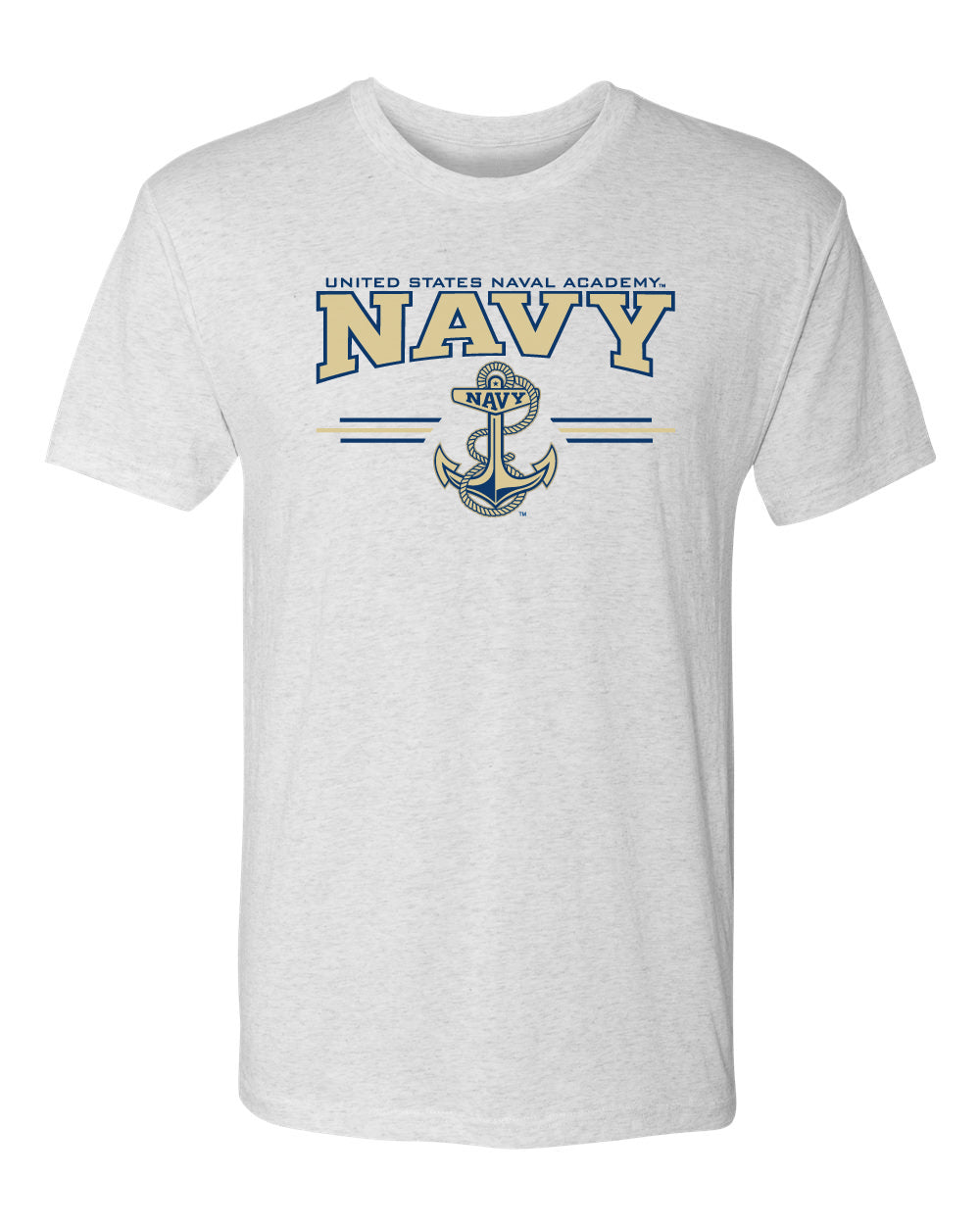 Navy Midshipmen Premium Tri-Blend Tee Shirt - U.S. Navy 3 Stripe Anchor Logo
