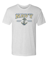 Navy Midshipmen Premium Tri-Blend Tee Shirt - U.S. Navy 3 Stripe Anchor Logo