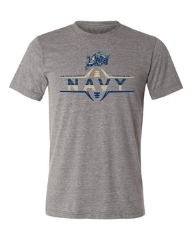 Navy Midshipmen Premium Tri-Blend Tee Shirt - Navy Football Laces and Goat
