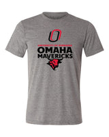 Omaha Mavericks Premium Tri-Blend Tee Shirt - Omaha Mavericks with Bull and Primary Logo on Gray