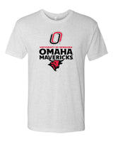 Omaha Mavericks Premium Tri-Blend Tee Shirt - Omaha Mavericks with Bull and Primary Logo on White