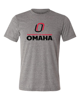 Omaha Mavericks Premium Tri-Blend Tee Shirt - University of Nebraska Omaha with Primary Logo on Gray