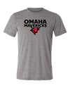 Omaha Mavericks Premium Tri-Blend Tee Shirt - Omaha Mavericks with Bull on Gray