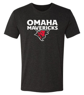 Omaha Mavericks Premium Tri-Blend Tee Shirt - Omaha Mavericks with Bull on Black