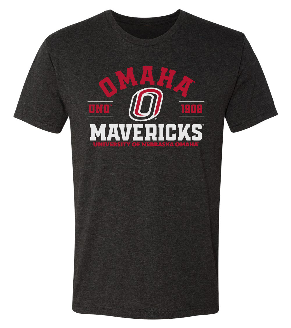 Omaha Mavericks Premium Tri-Blend Tee Shirt - UNO 1908 Arch Omaha