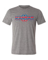 Kansas Jayhawks Premium Tri-Blend Tee Shirt - Kansas Football Laces