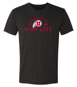 Utah Utes Premium Tri-Blend Tee Shirt - U of U Arch with Circle Feather Logo