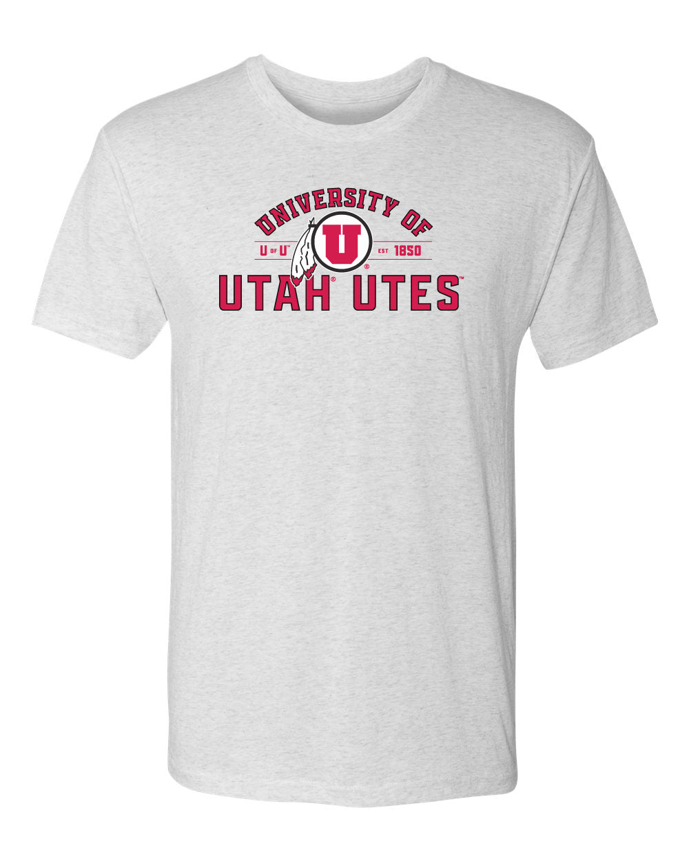 Utah Utes Premium Tri-Blend Tee Shirt - U of U Arch with Circle Feather Logo