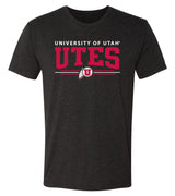 Utah Utes Premium Tri-Blend Tee Shirt - Arch UTES 3 Stripe Logo