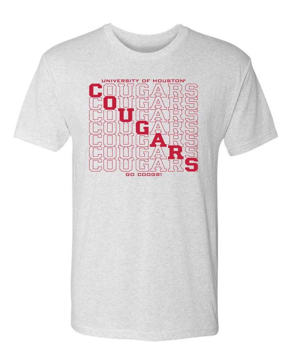 Houston Cougars Premium Tri-Blend Tee Shirt - Diagonal Cougars Echo