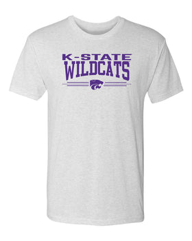 K-State Wildcats Premium Tri-Blend Tee Shirt - K-State Wildcats 3 Stripe Powercat