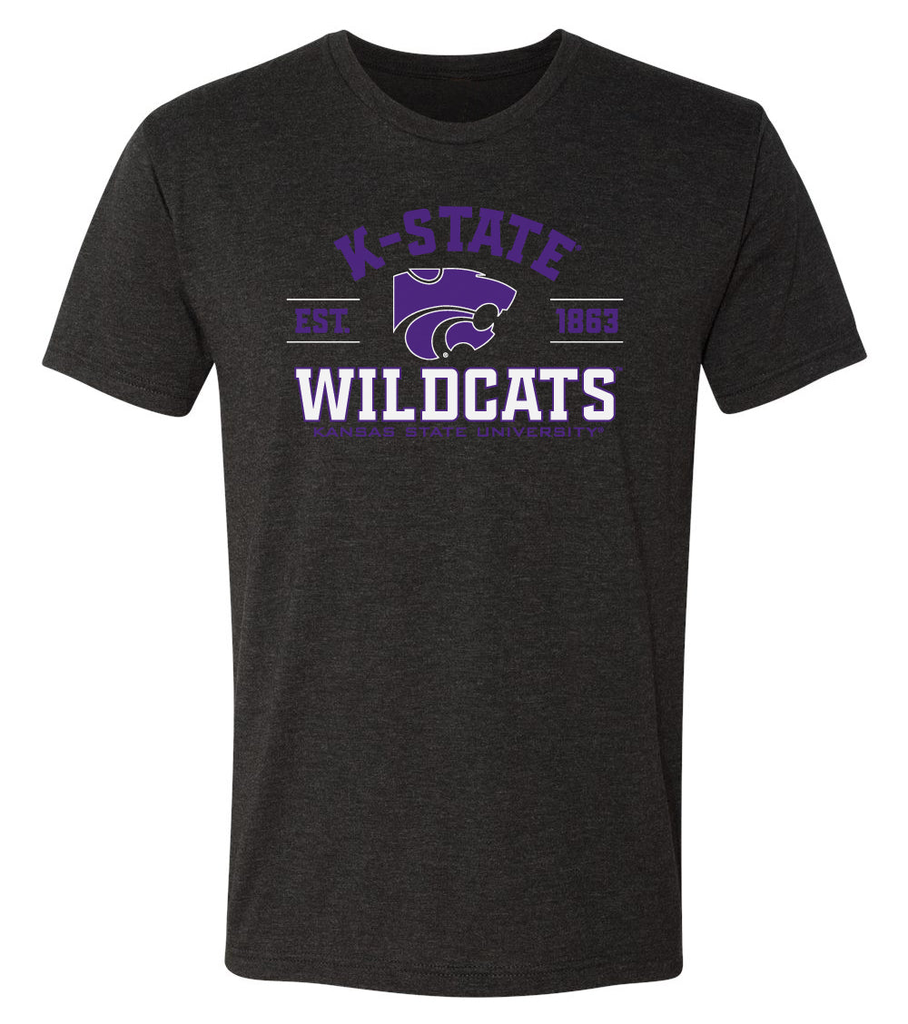 K-State Wildcats Premium Tri-Blend Tee Shirt - Arch K-State Wildcats EST 1863