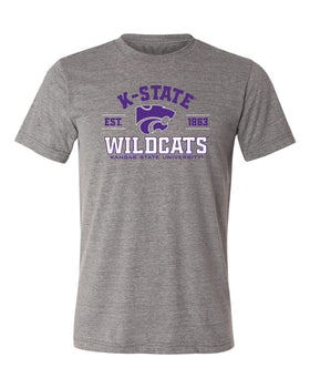 K-State Wildcats Premium Tri-Blend Tee Shirt - Arch K-State Wildcats EST 1863