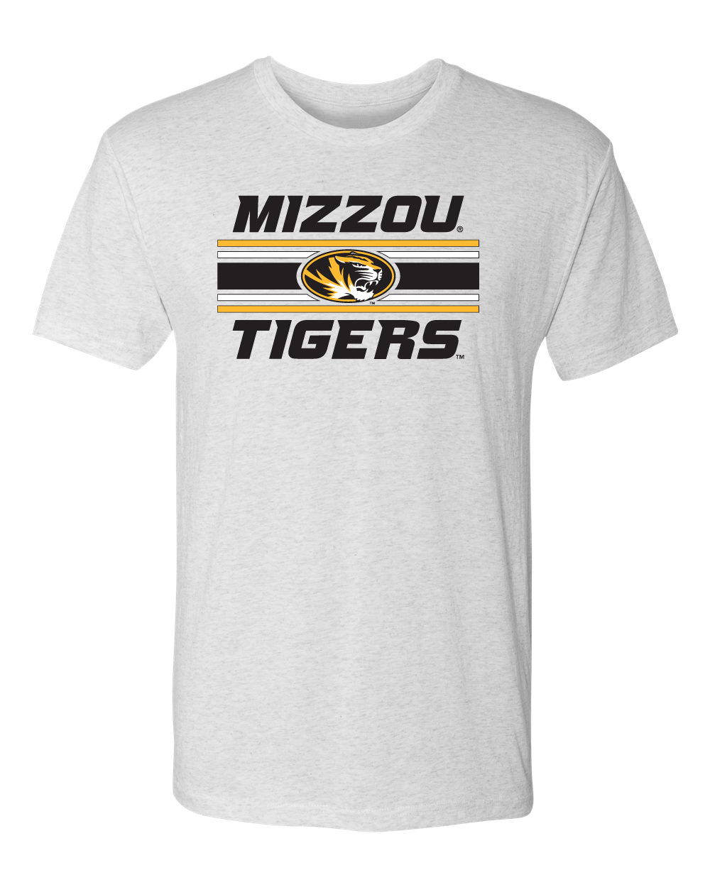 Missouri Tigers Premium Tri-Blend Tee Shirt - Horiz Stripe Mizzou Tigers
