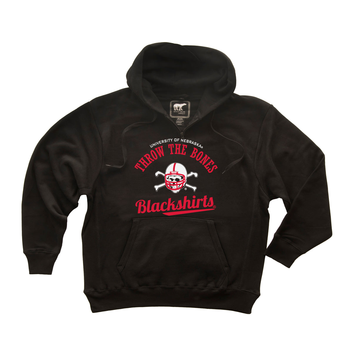 Nebraska Huskers Premium Fleece Hoodie - Script Blackshirts Throw The Bones