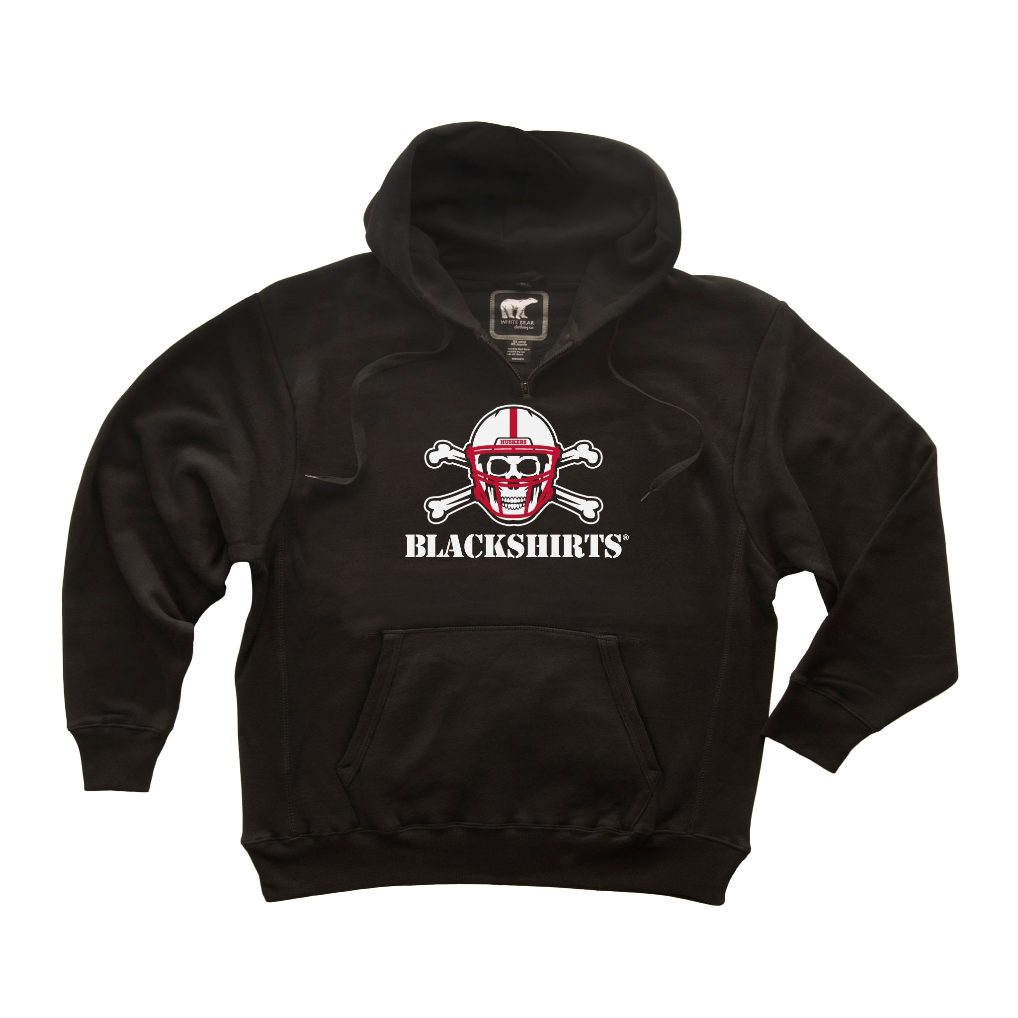 Nebraska Huskers Premium Fleece Hoodie - NEW Official Blackshirts Logo |  CornBorn Apparel