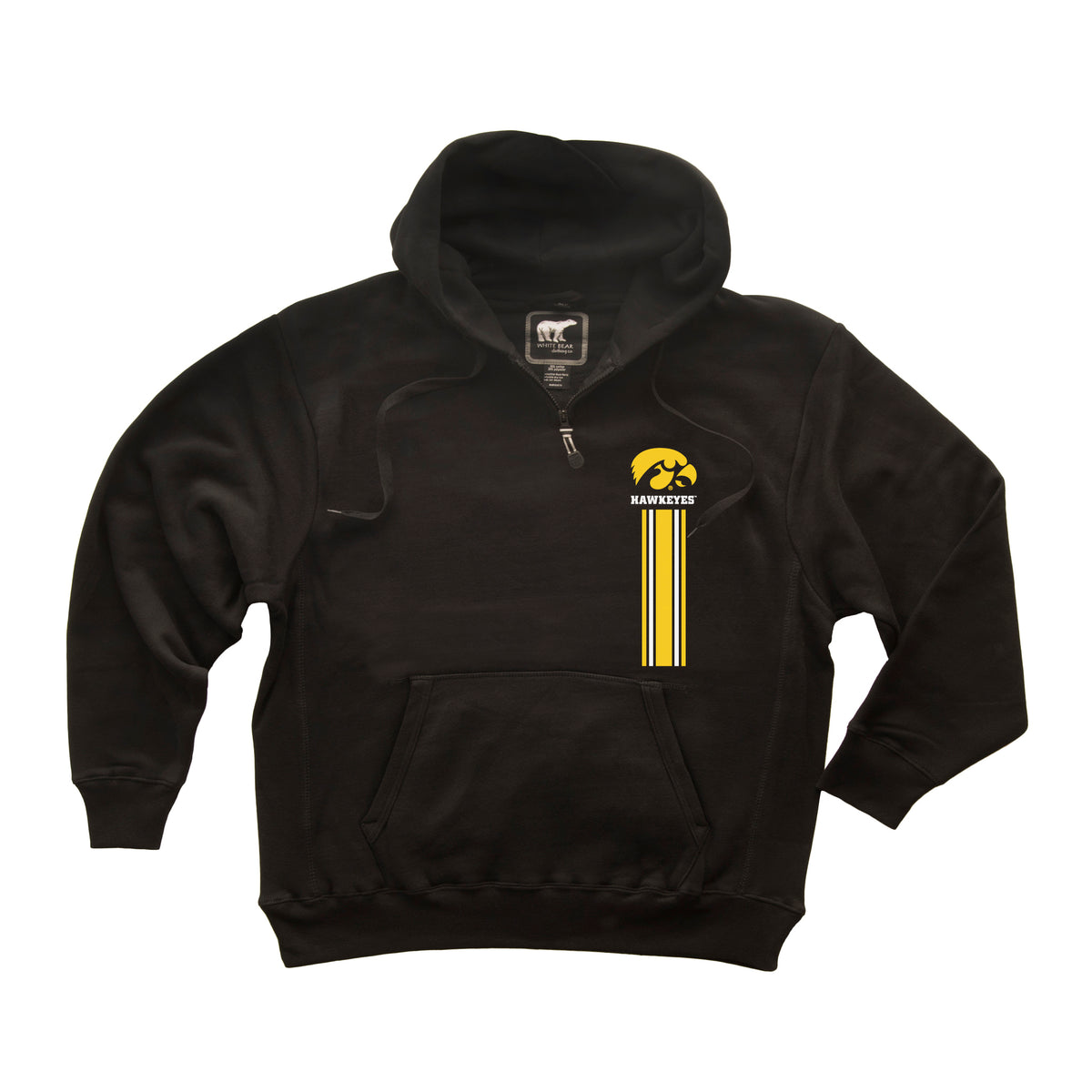 Iowa Hawkeyes Premium Fleece Hoodie - Vertical Stripe with Tigerhawk
