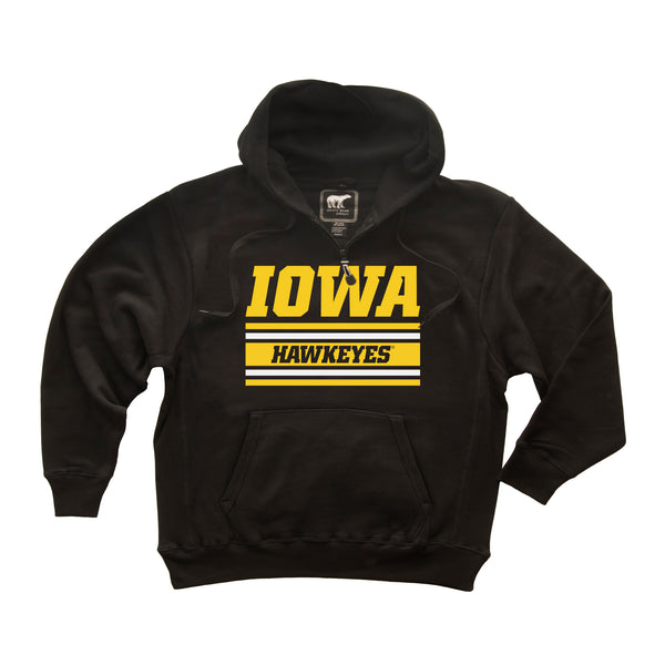 Iowa Hawkeyes Premium Fleece Hoodie - Horizontal Stripe Italic Iowa Hawkeyes