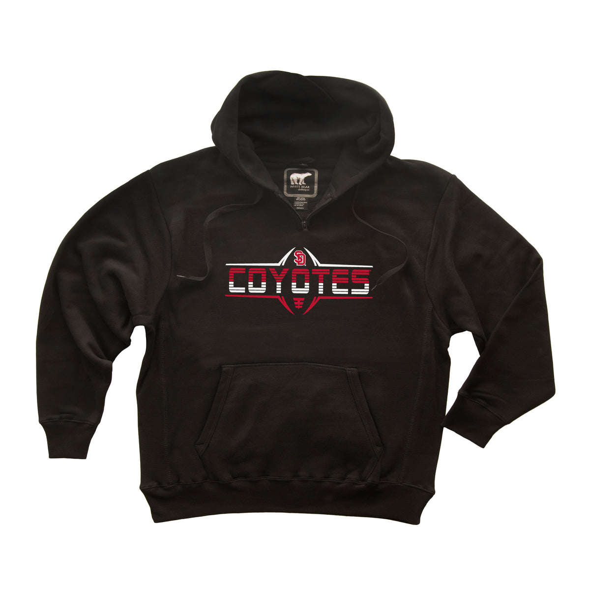 South Dakota Coyotes Premium Fleece Hoodie - Striped COYOTES Football Laces