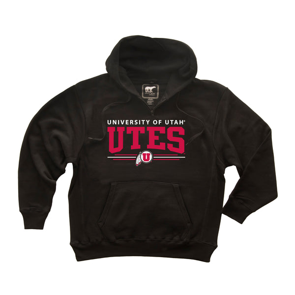Utah Utes Premium Fleece Hoodie - Arch UTES 3 Stripe Logo