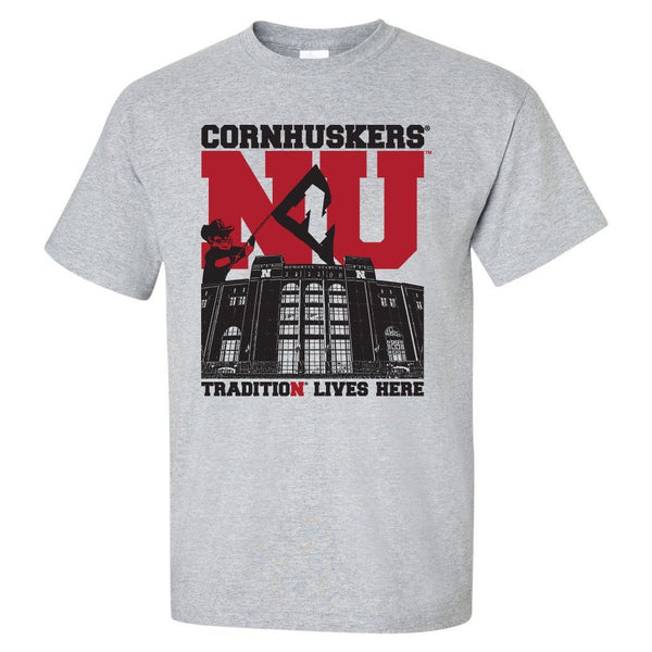 Tradition Lives Here Nebraska Cornhuskers Football West Stadium Tshirt